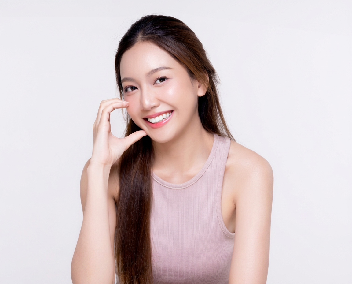 A happy patient showing her bright new smile after veneer treatment